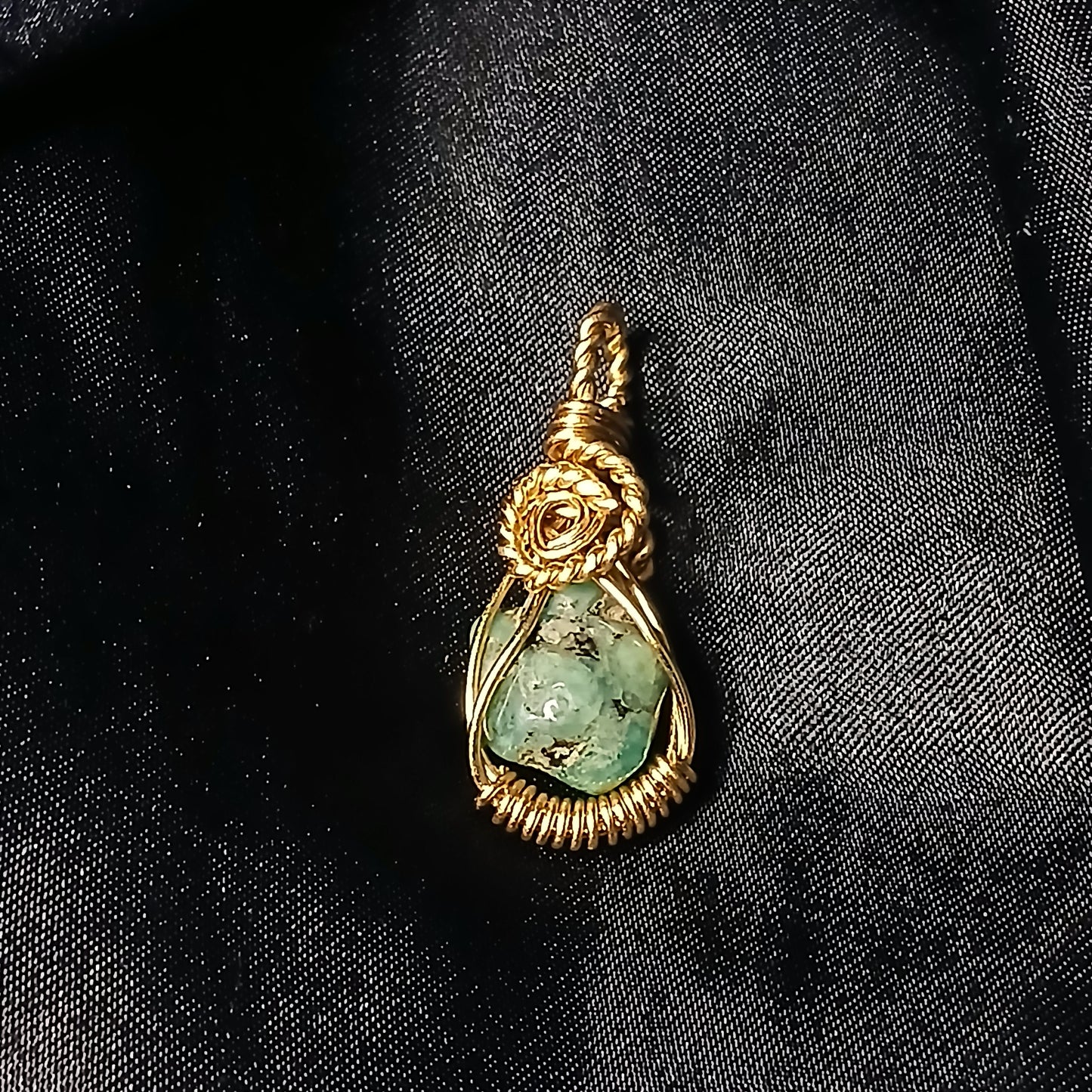 Emerald Mini Brass Necklace Pendant