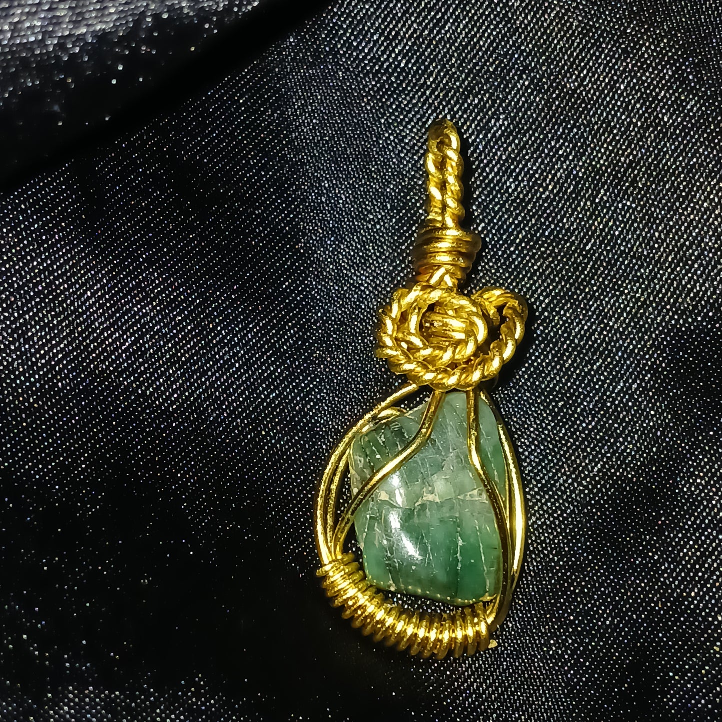 Emerald Mini Brass Necklace Pendant