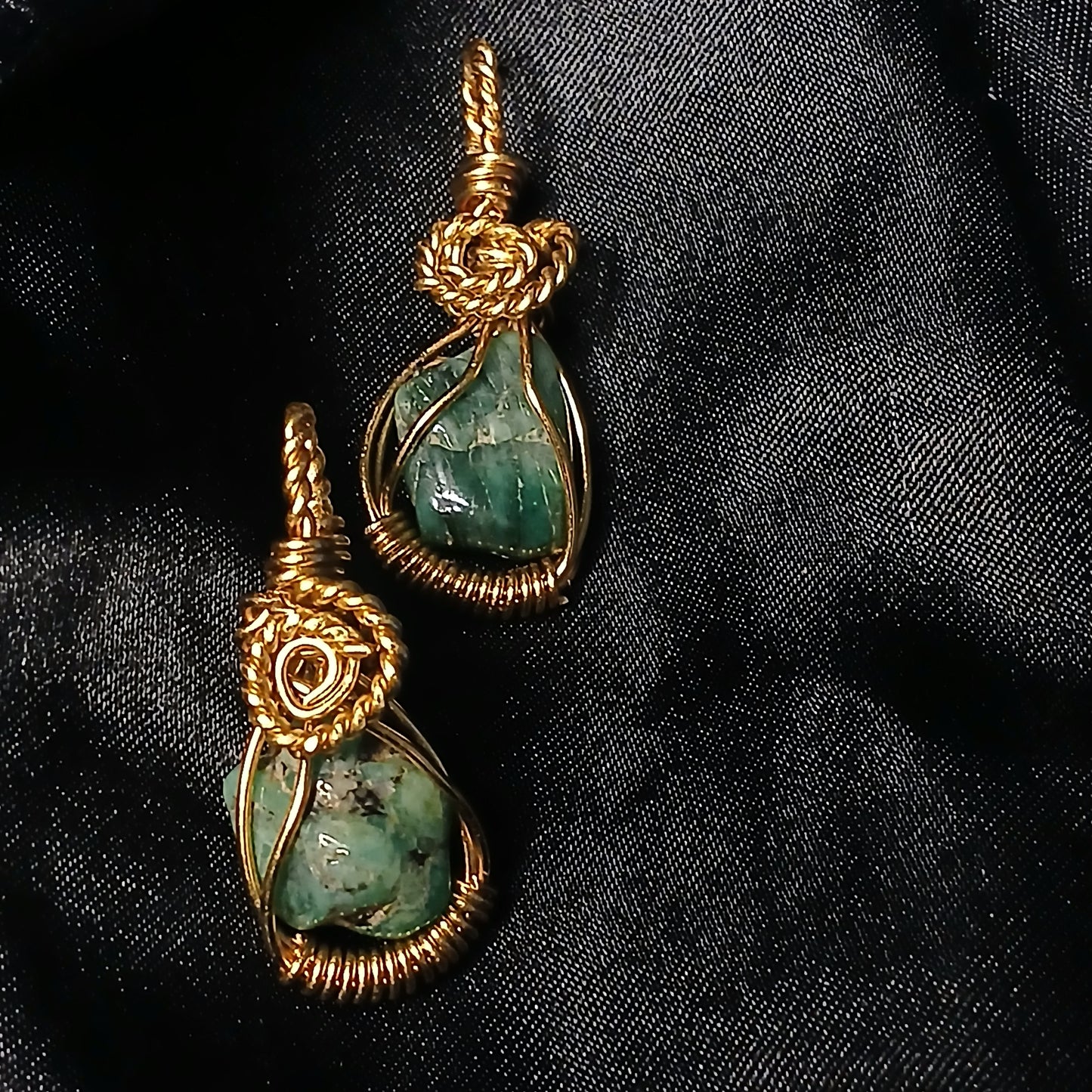 Emerald Mini Brass Necklace Pendant