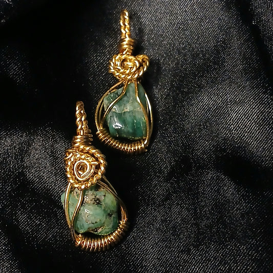 Emerald Mini Brass Necklace Pendant