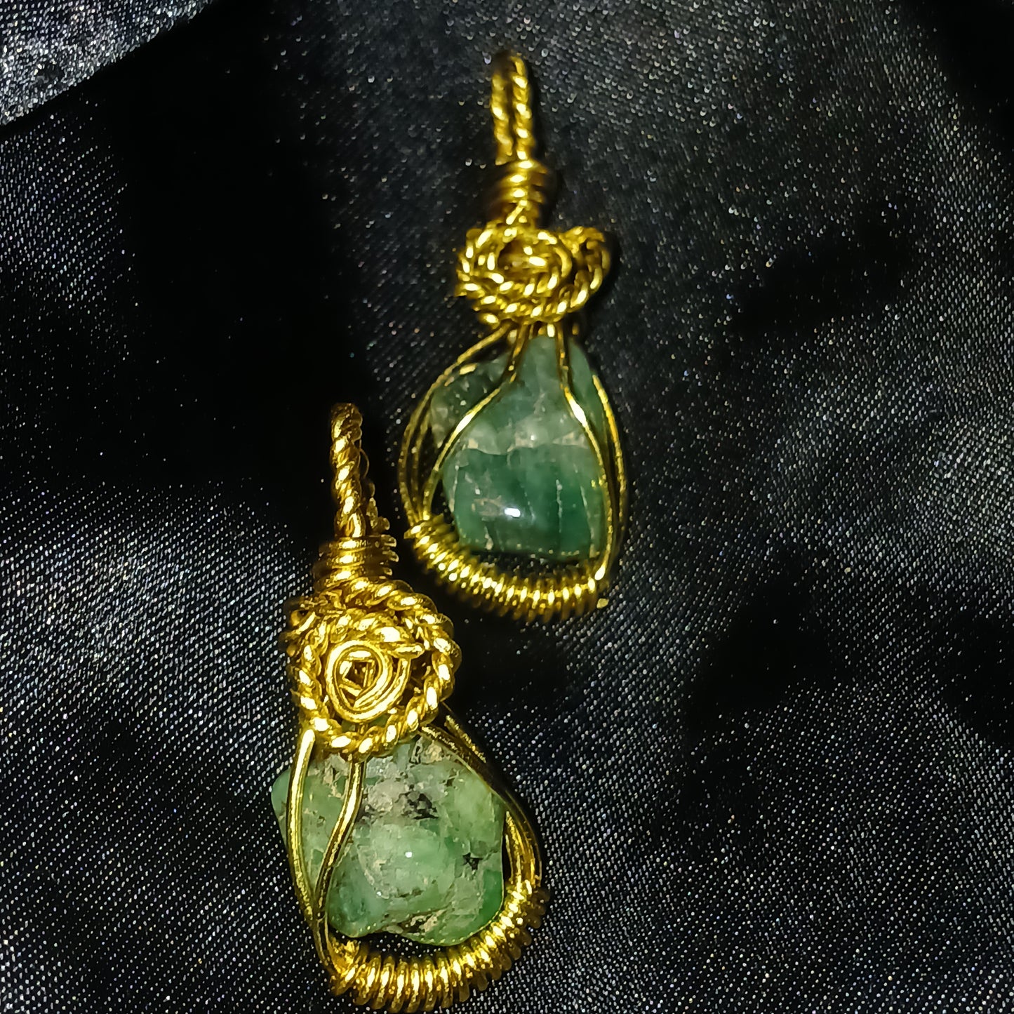 Emerald Mini Brass Necklace Pendant