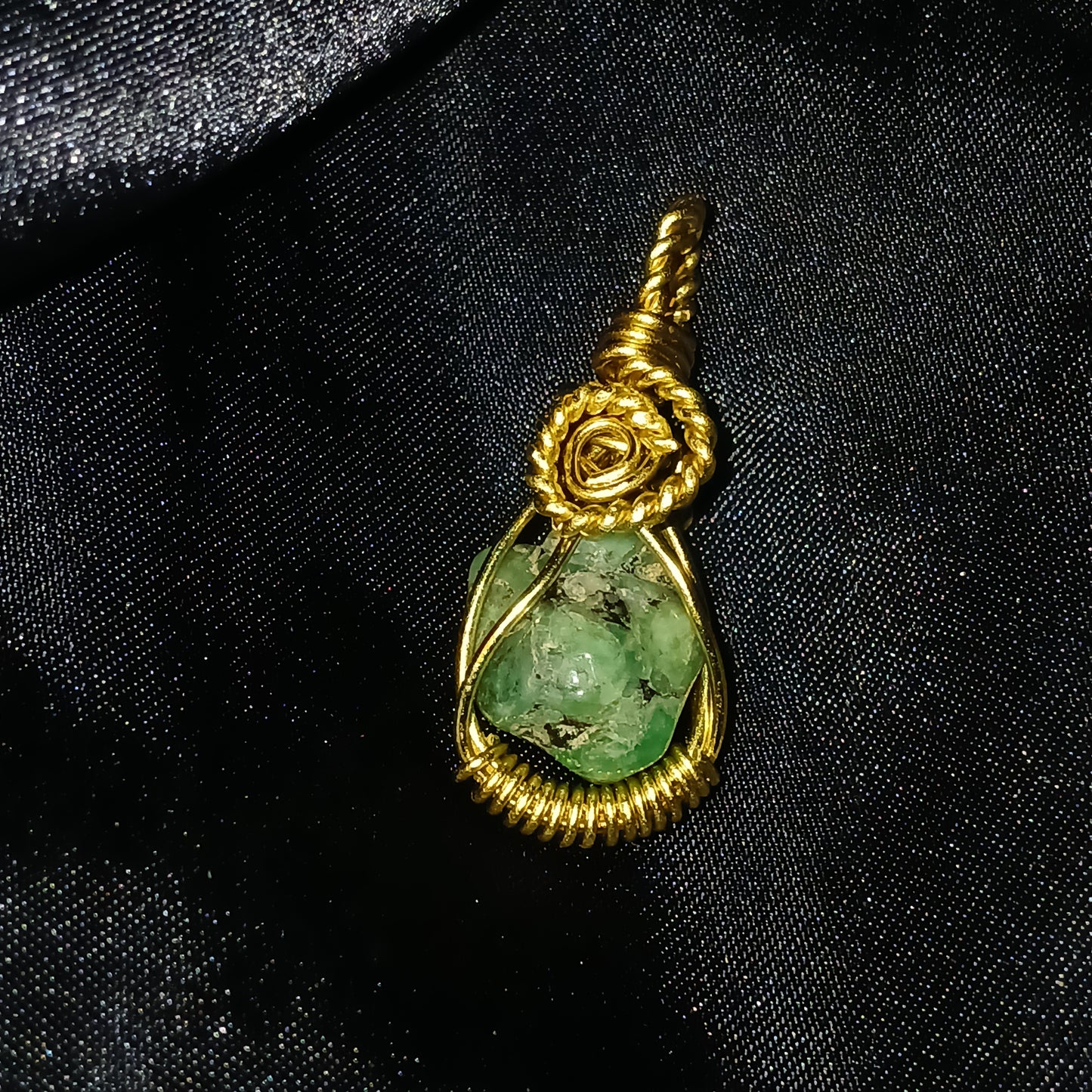 Emerald Mini Brass Necklace Pendant